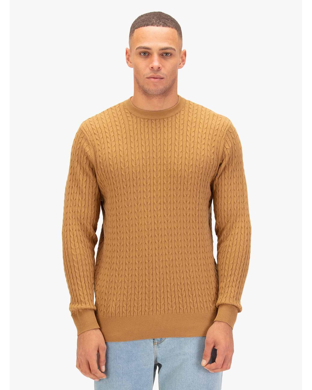 Luke 1977 Brown The Hamptons Textured Knitted Jumper for men