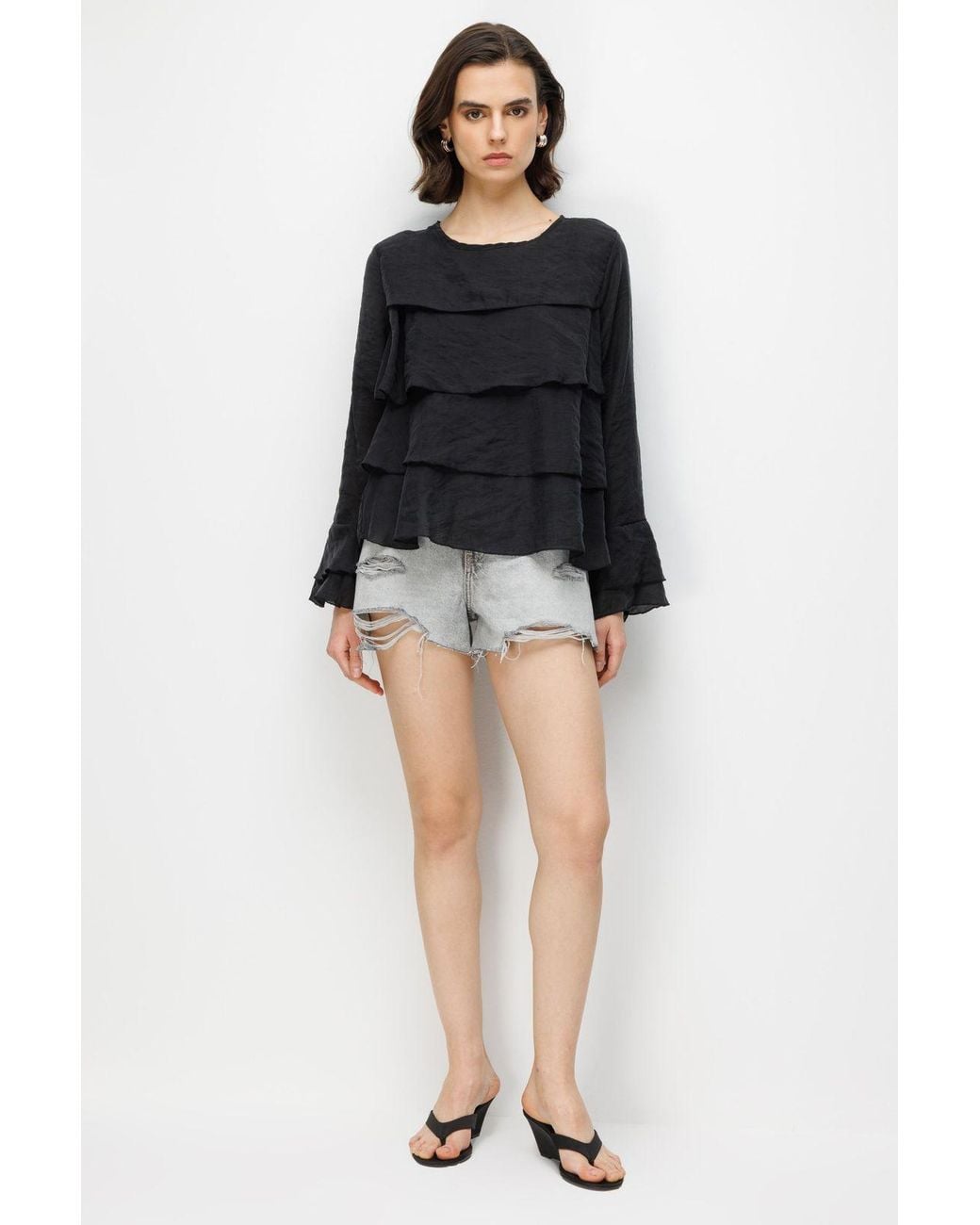 MixRay Black Elastane Blouse