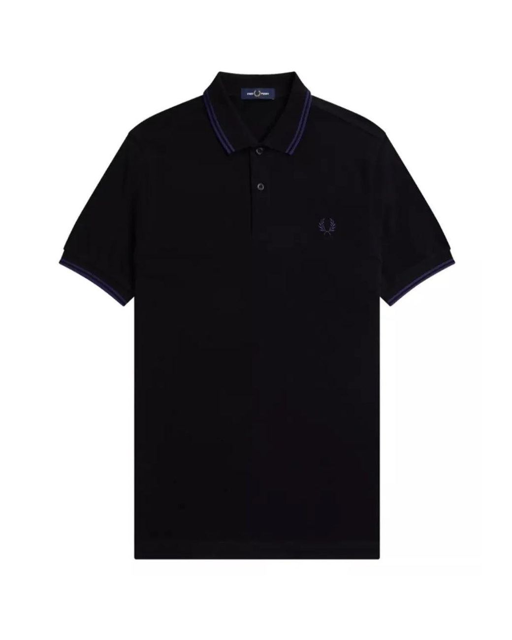 Fred Perry Black French Twin Tipped Collar Polo Shirt Cotton for men