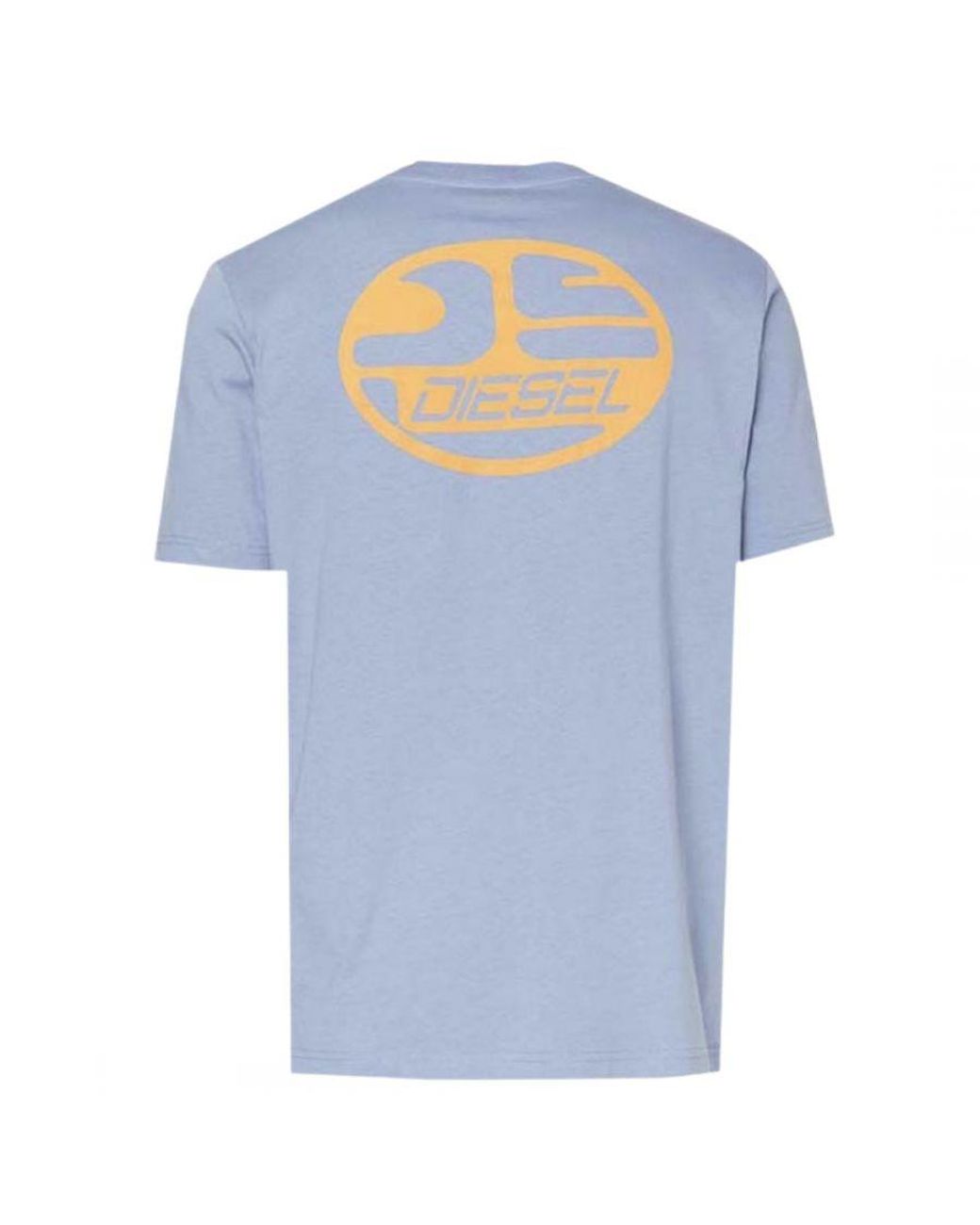 DIESEL Blue Stonewash Crew-Neck Cotton T-Shirt for men