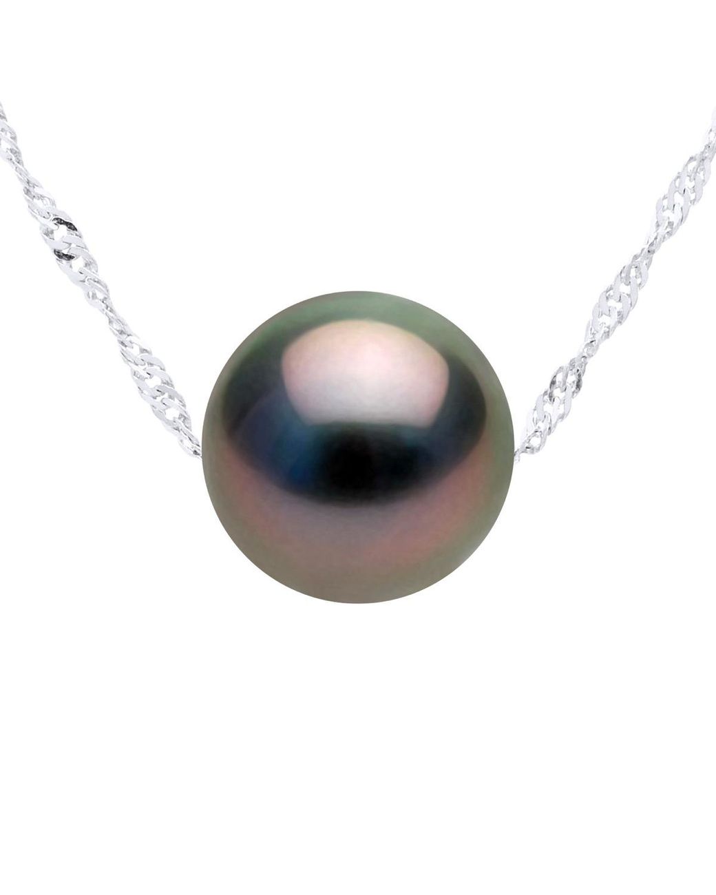 Ateliers Saint Germain Blue Necklace Real Cultured Tahiti Pearl Passing Through Round 9-10 Mm