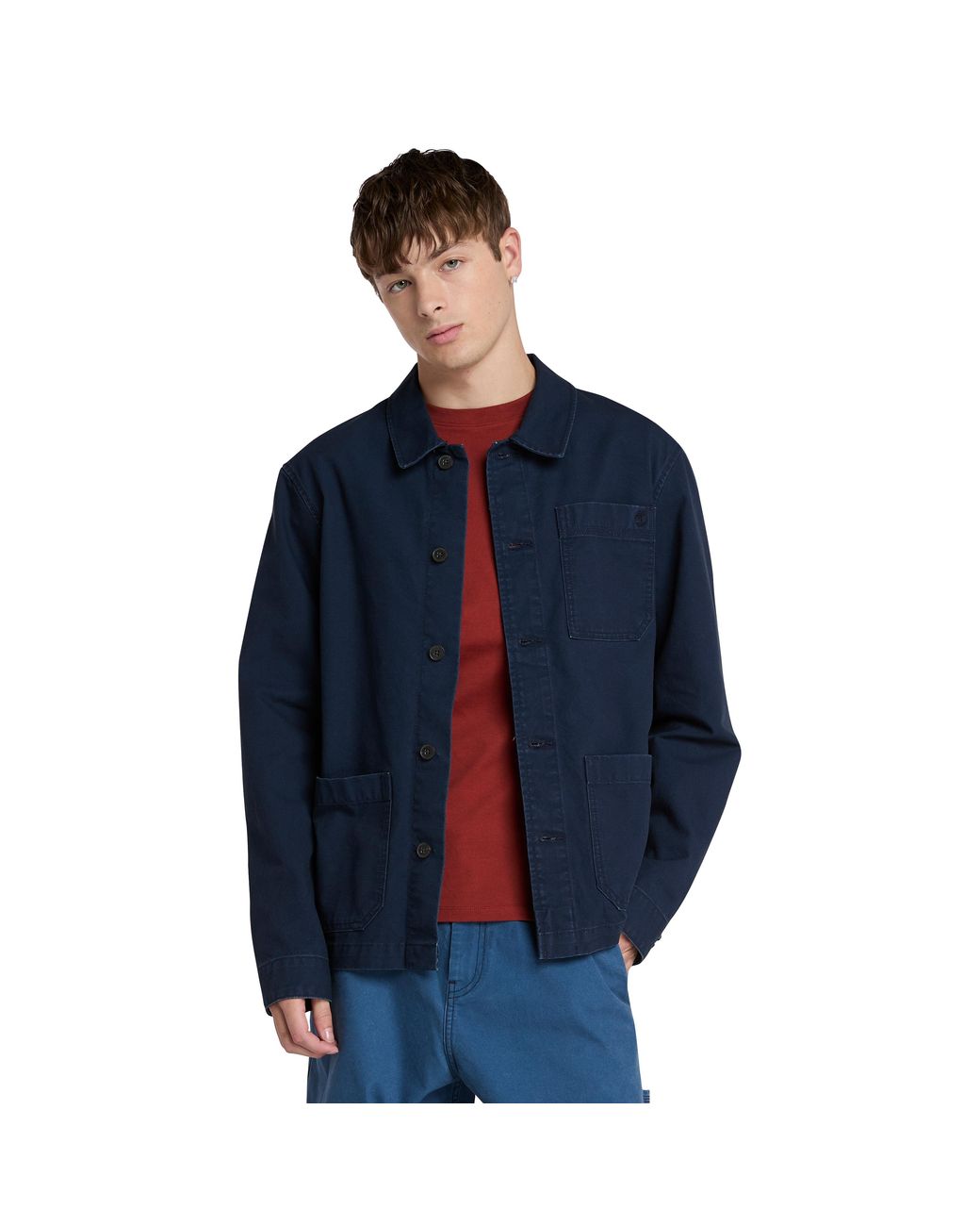 Timberland Blue Kempshire Washed Canvas Chore Jacket for men