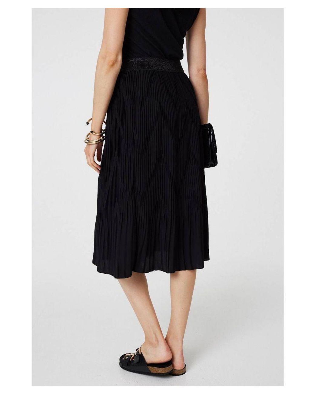 Izabel London Pleated High Waist A Line Midi Skirt in Blue Lyst UK
