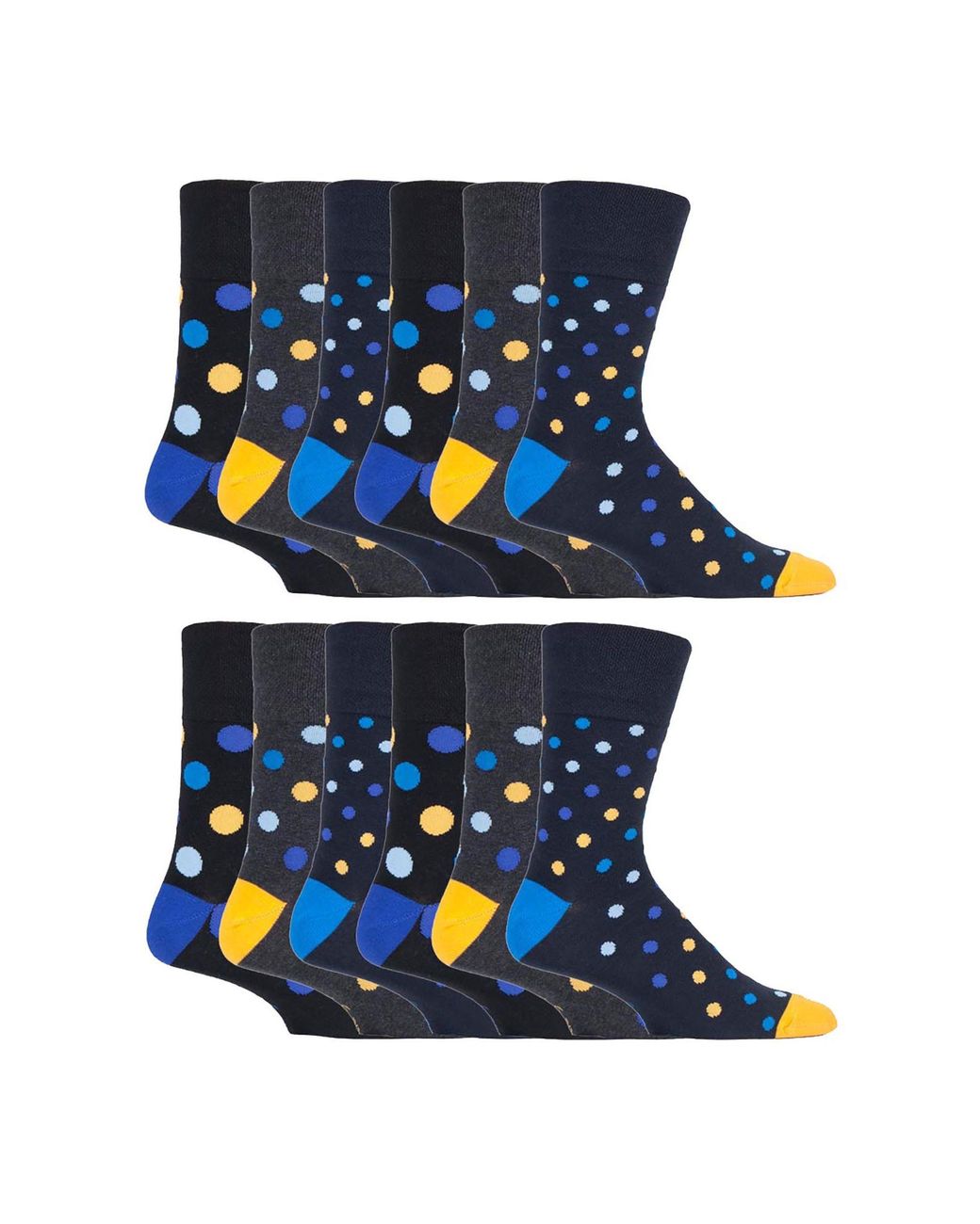 Gentle Grip Blue 12 Pairs Loose Top Socks for men