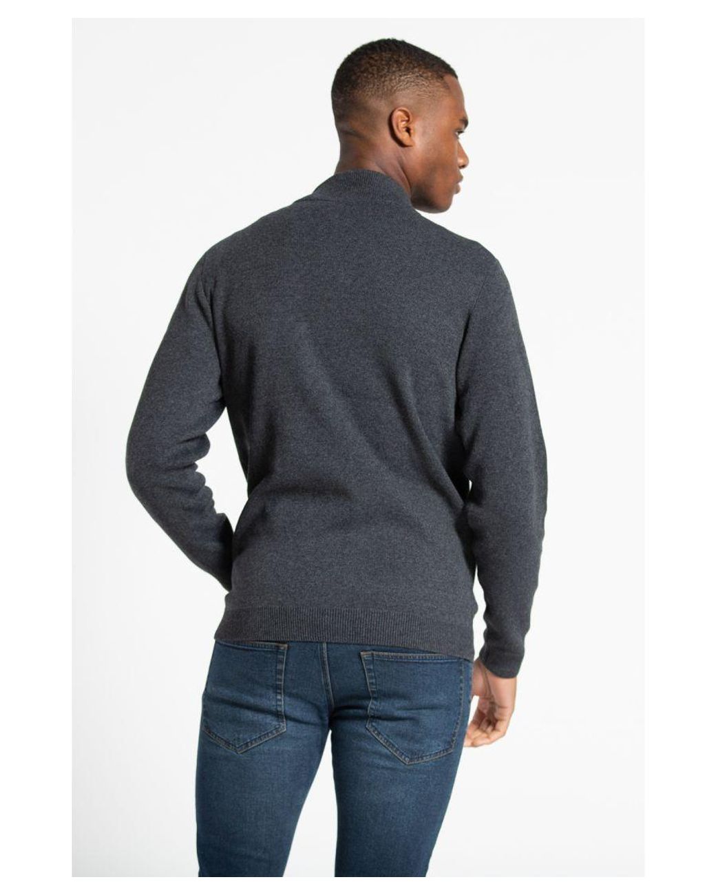 Kensington Eastside Blue Recycled Cotton Blend Zip-Through Cardigan for men