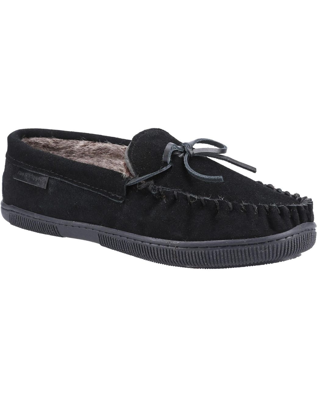 Hush Puppies Black Ace Suede Slippers for men