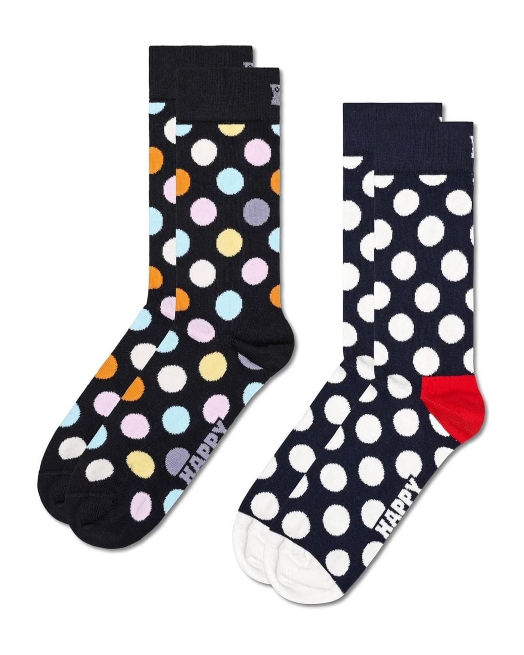 Happy Socks Black 2 Pack Classic Big Dot Crew
