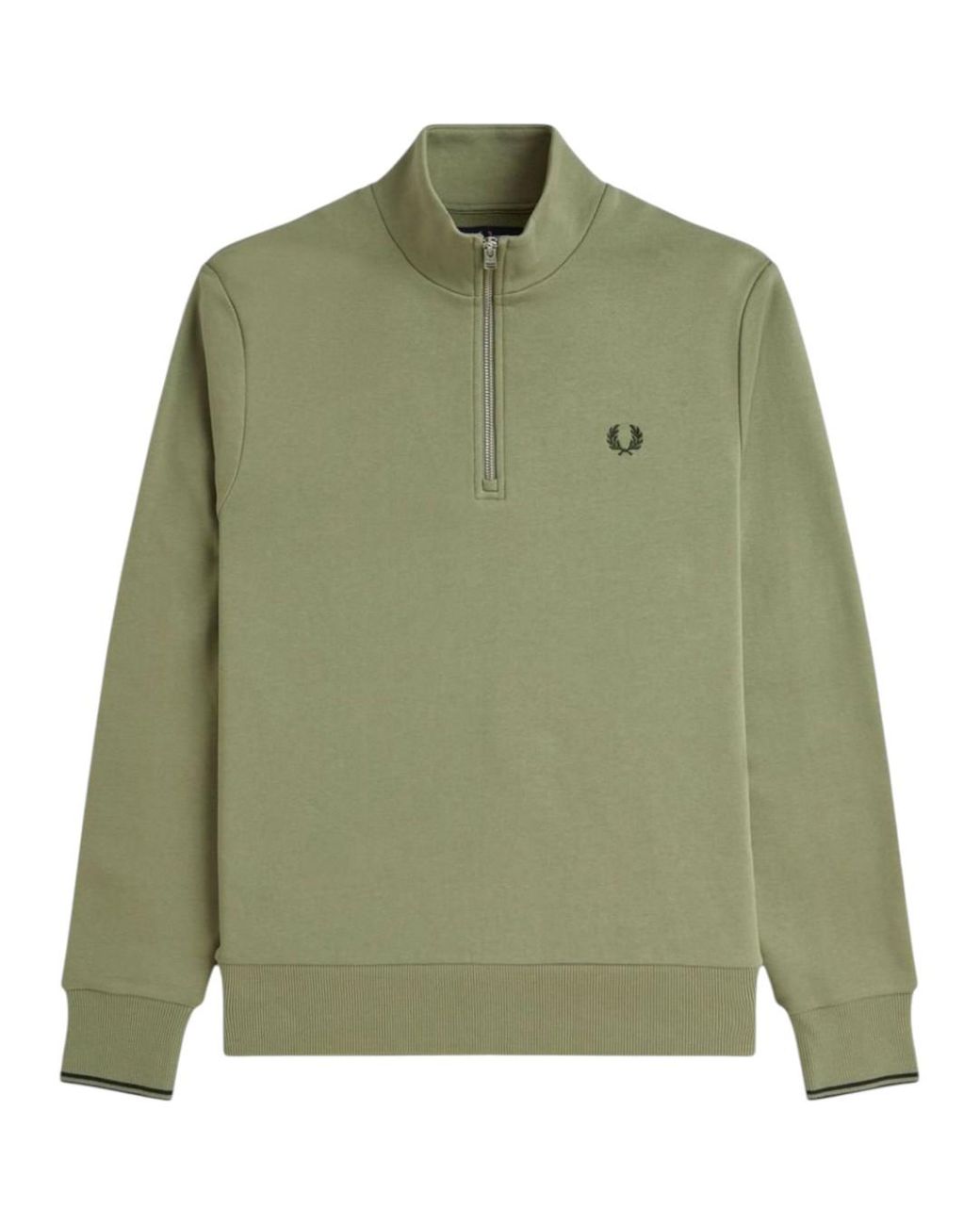 Fred Perry Green Half Zip Sweatshirt Mint for men