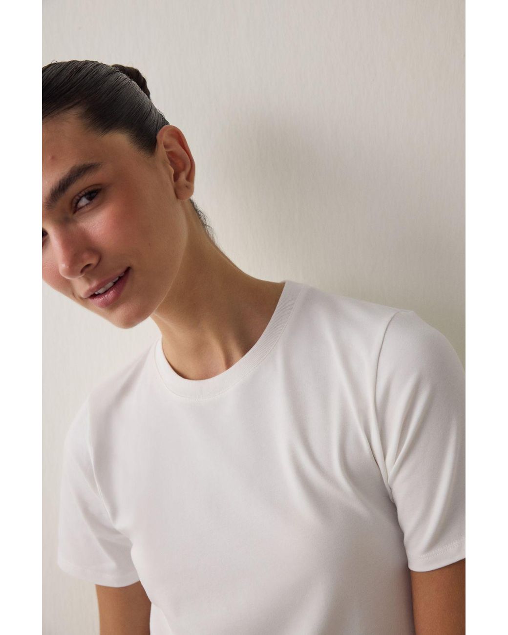 Penti White Regular Fit Cotton Crew Neck T-Shirt