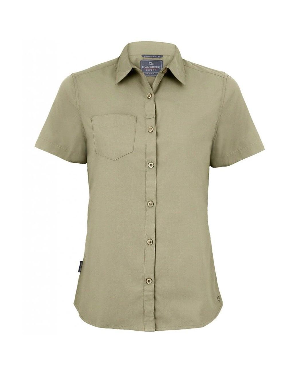 Craghoppers Green Ladies Expert Kiwi Short-Sleeved Shirt (Pebble)