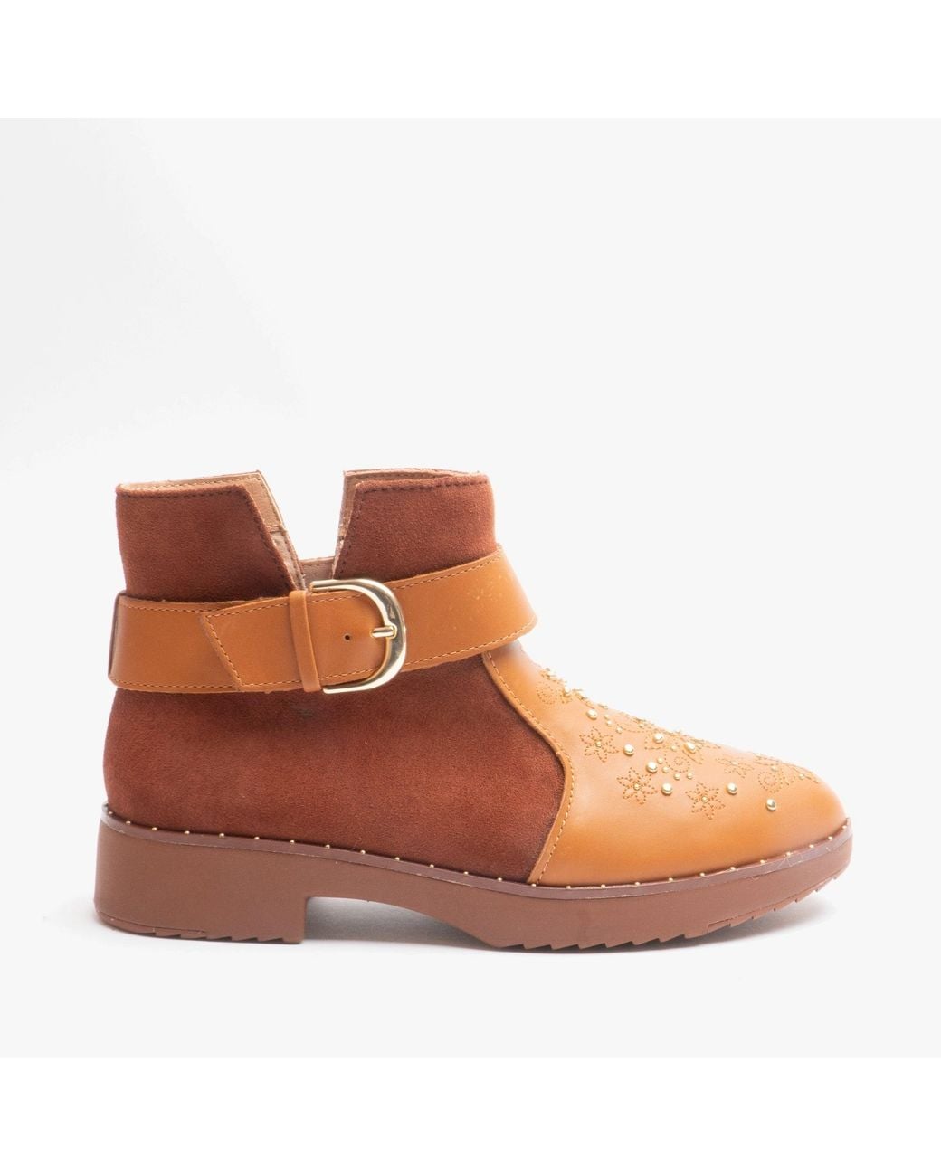 Fitflop Brown Athena Flower Stud Leather Ankle Boots Light