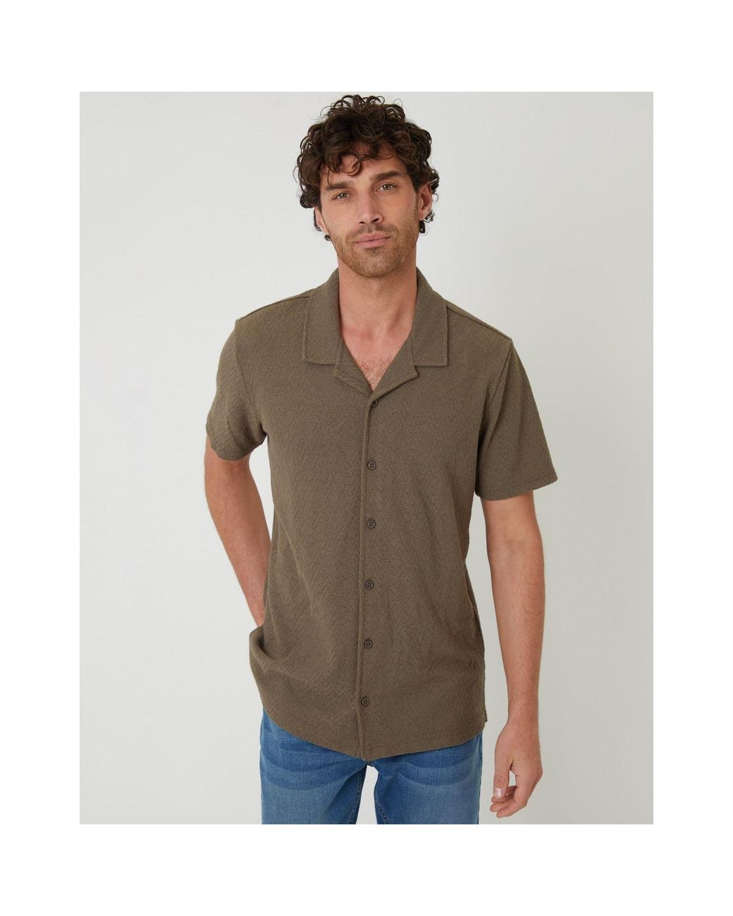 Threadbare Gray Selkirk Relaxed Fit Short Sleeve Shirt for men