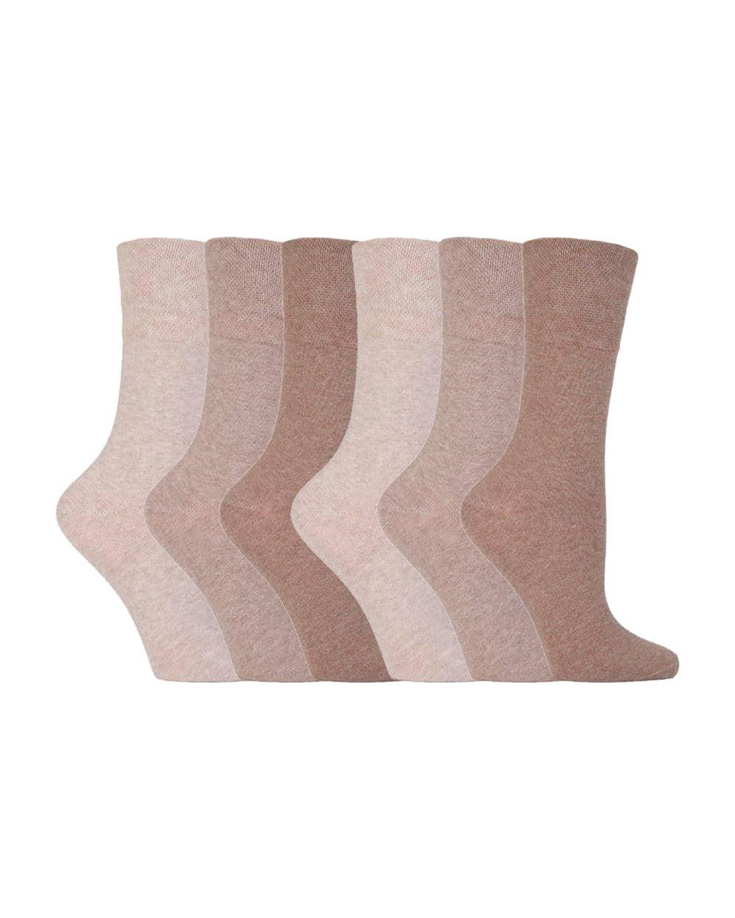 IOMI Pink Ladies 6 Pack Non Elastic Diabetic Socks With Hand Linked Toe Seams