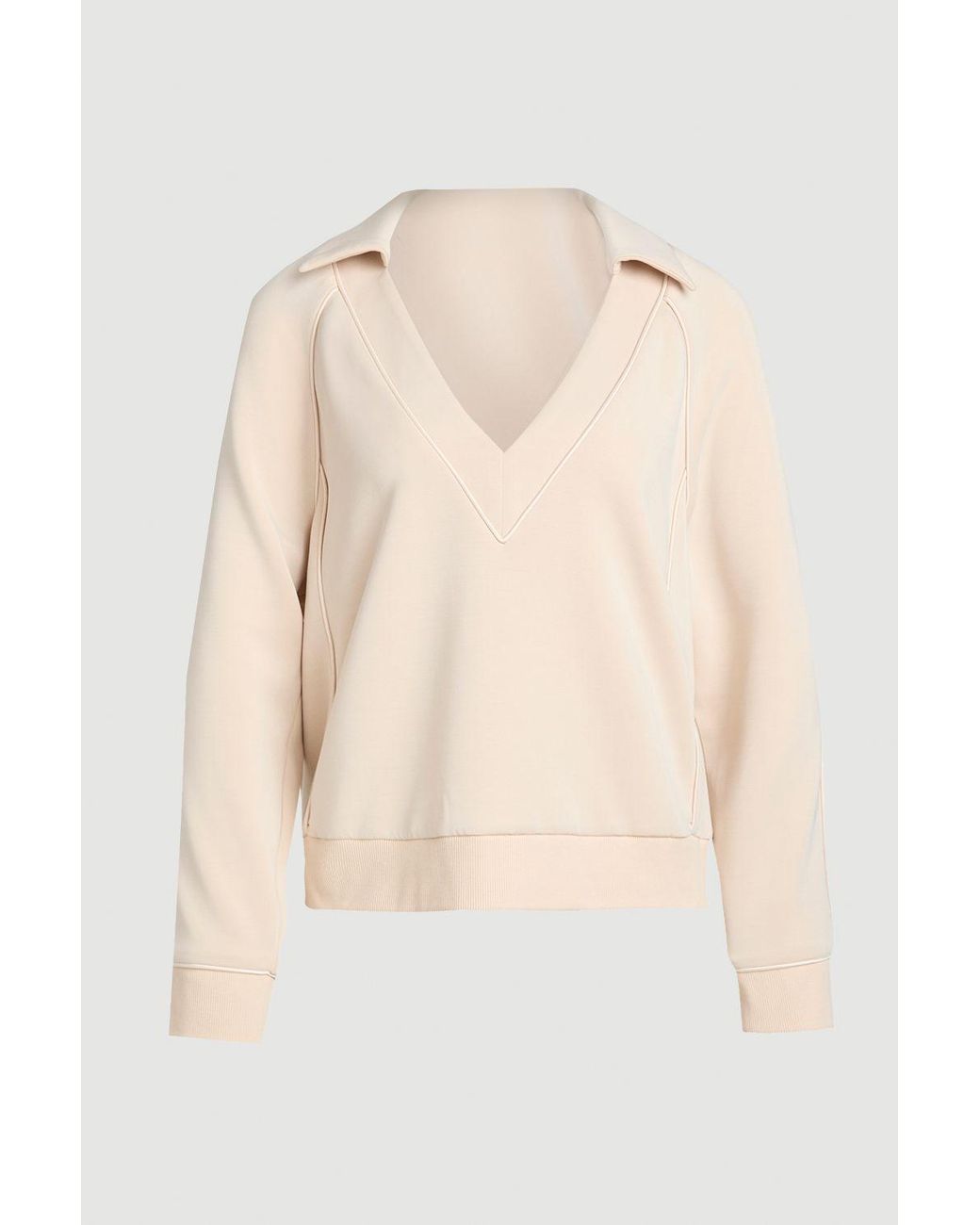 Karen Millen Natural Premium Luxe V Neck Sweatshirt