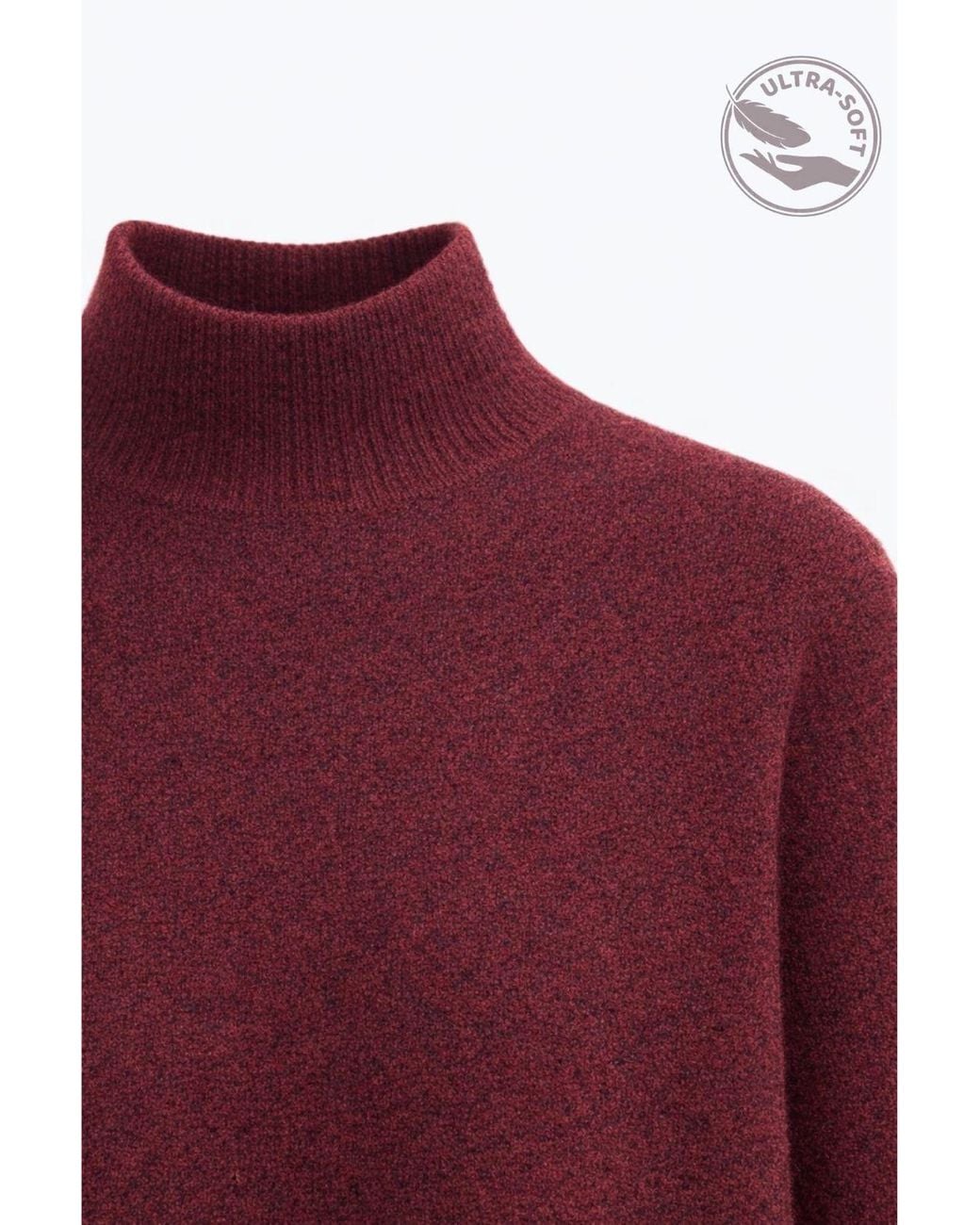 MixRay Red Oversized Ribbed Turtleneck Sweater