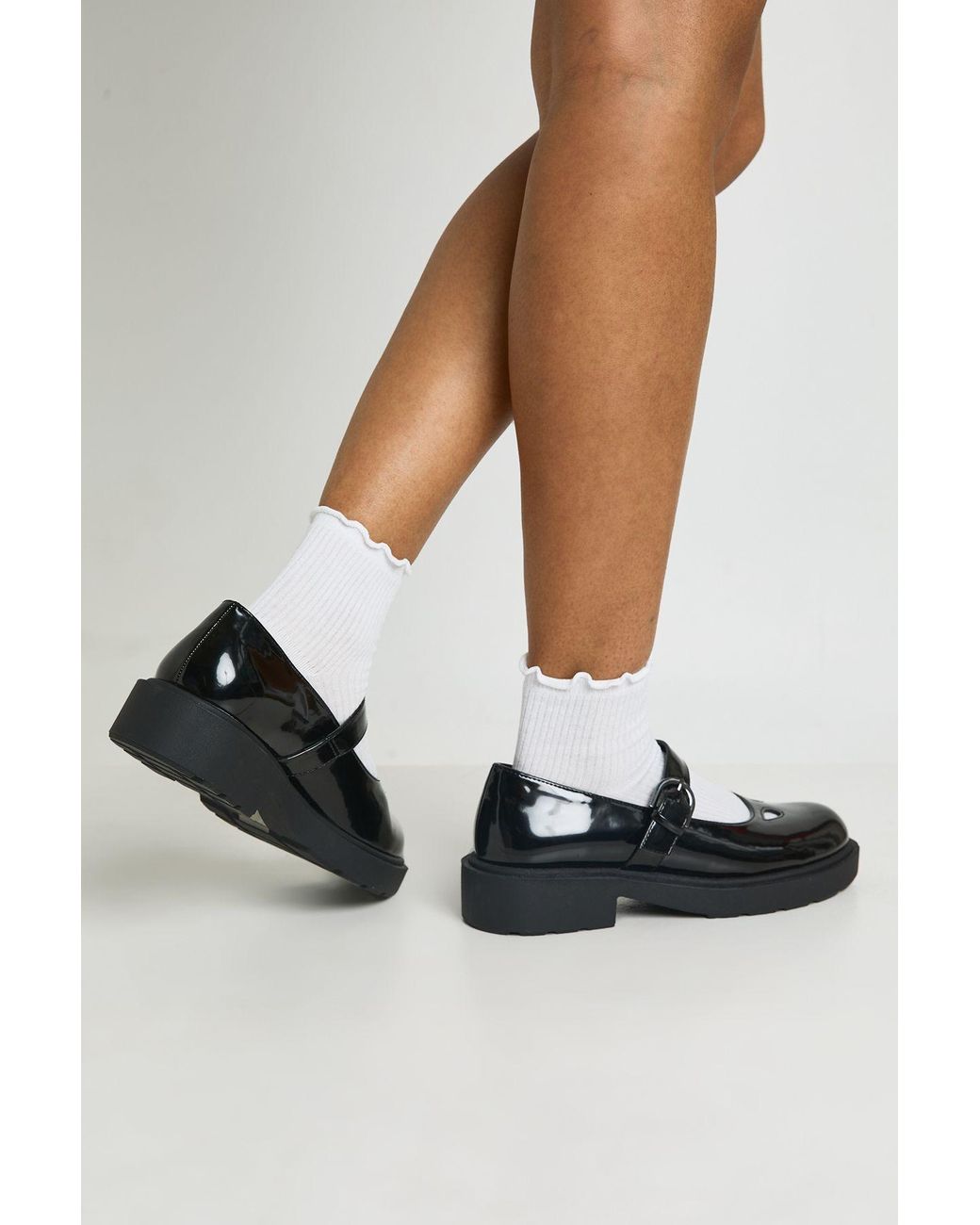 Boohoo Black Cut Out Detail Chunky Mary Janes
