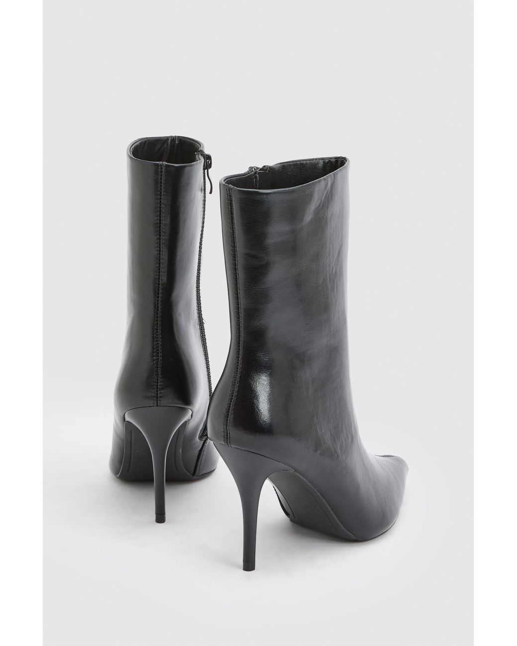 Faith Black Yasmin Faux Leather High Stiletto Ankle Boots