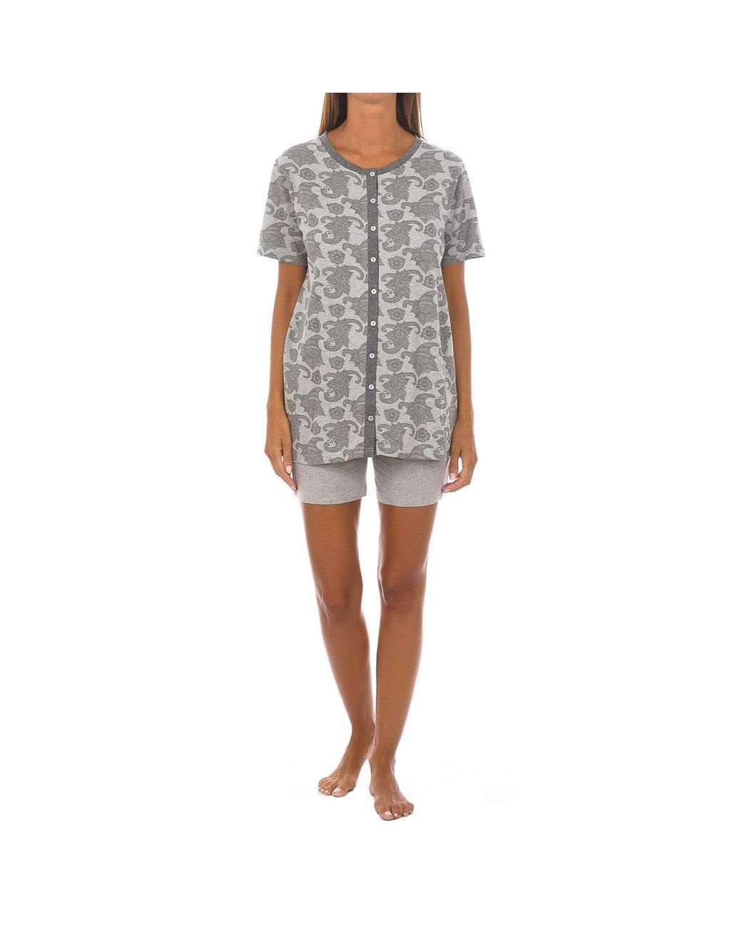 Kisses&Love Gray Pajamas Short Sleeve Cashmere Fractal Kl45205