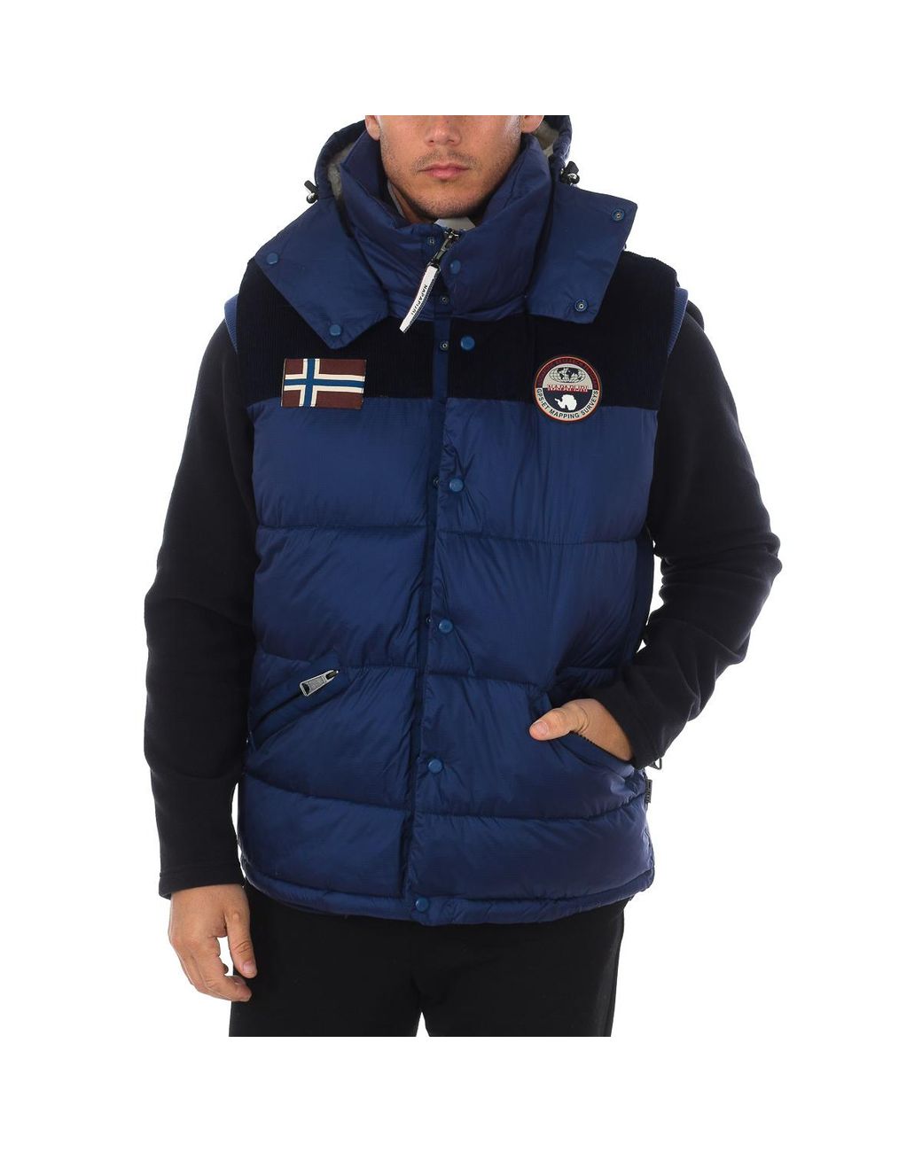 Napapijri Blue Antero Corduroy Inner Padded Vest N0Yizh for men