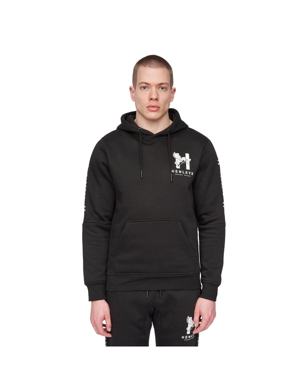 Henleys Black Tapehen Hoodie for men