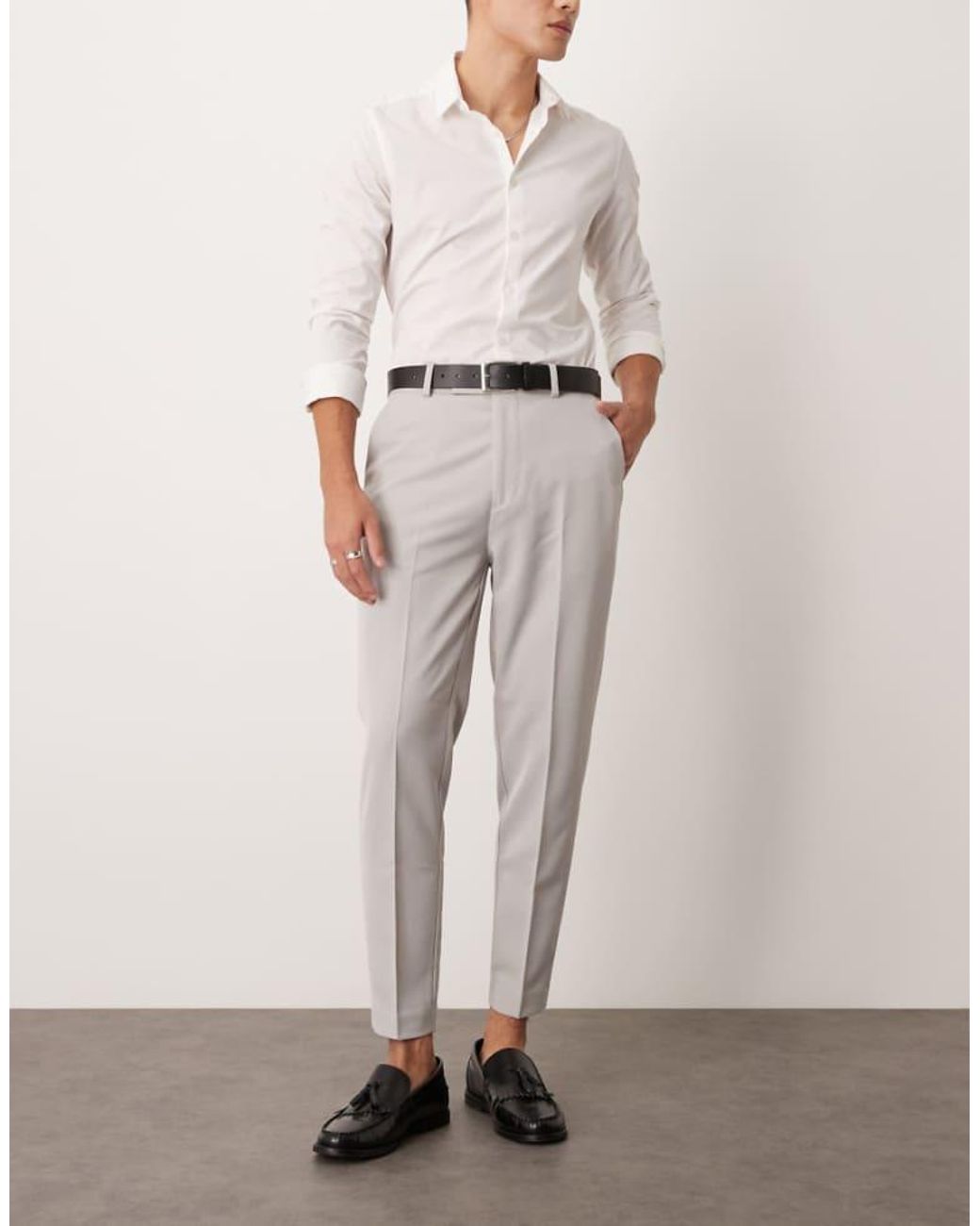 ASOS Gray Smart Tapered Trousers for men