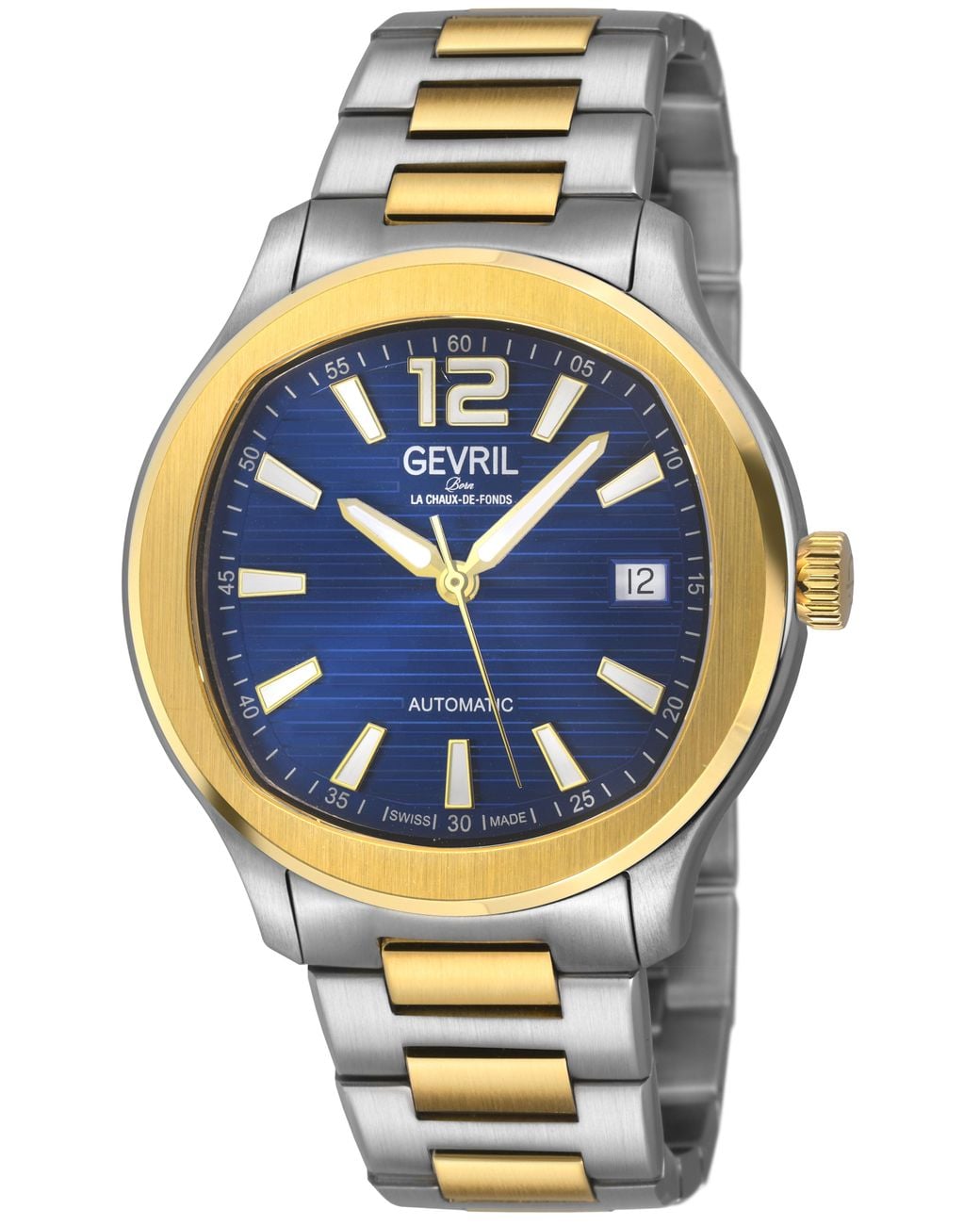 Gevril Gray Stuyvesant 316L Stainless Steel Ipyg Top Ring Case, Dial, Two Toned Bracelet Watch for men