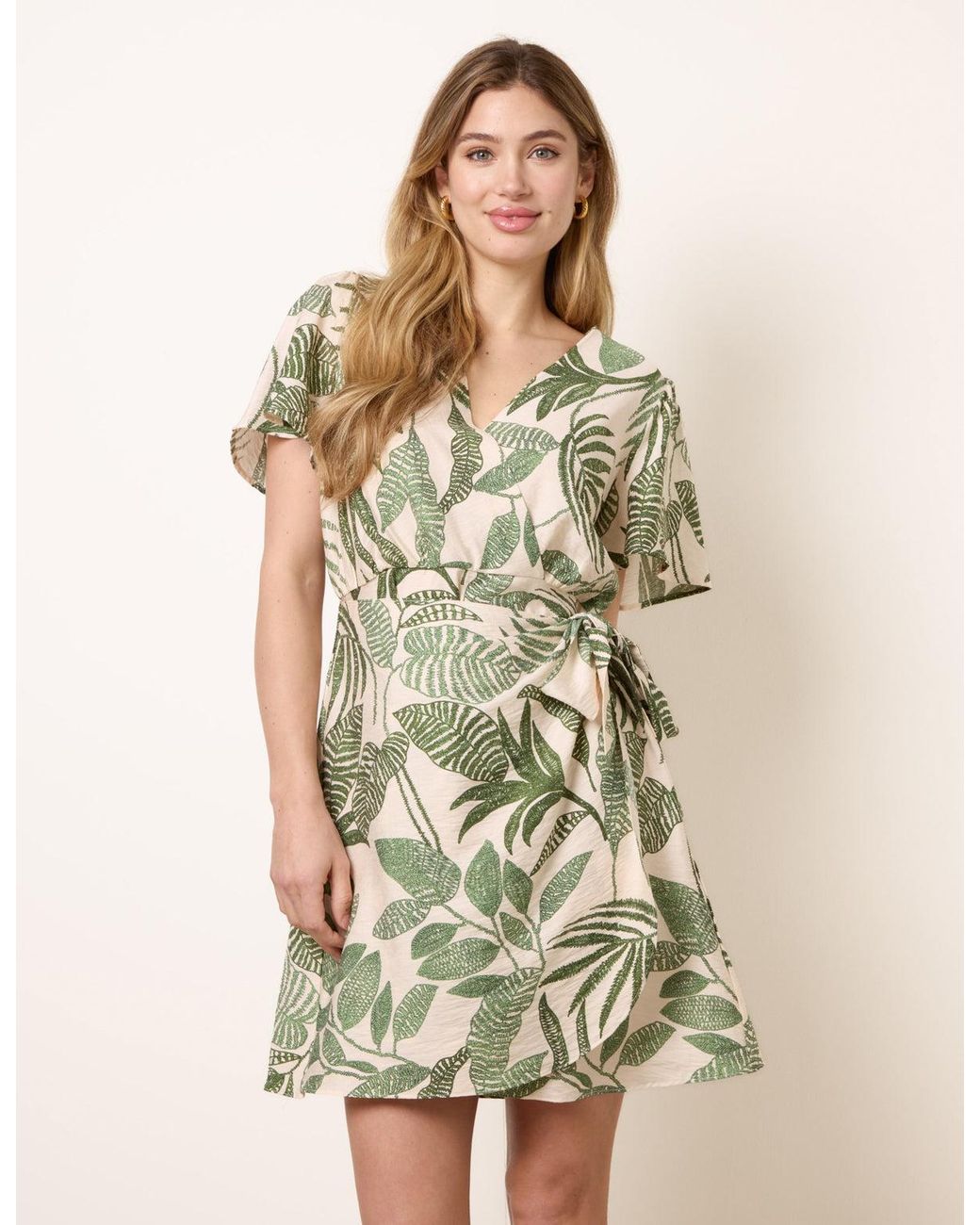 Blue Vanilla Natural Wrap Front Sarong Mini Dress