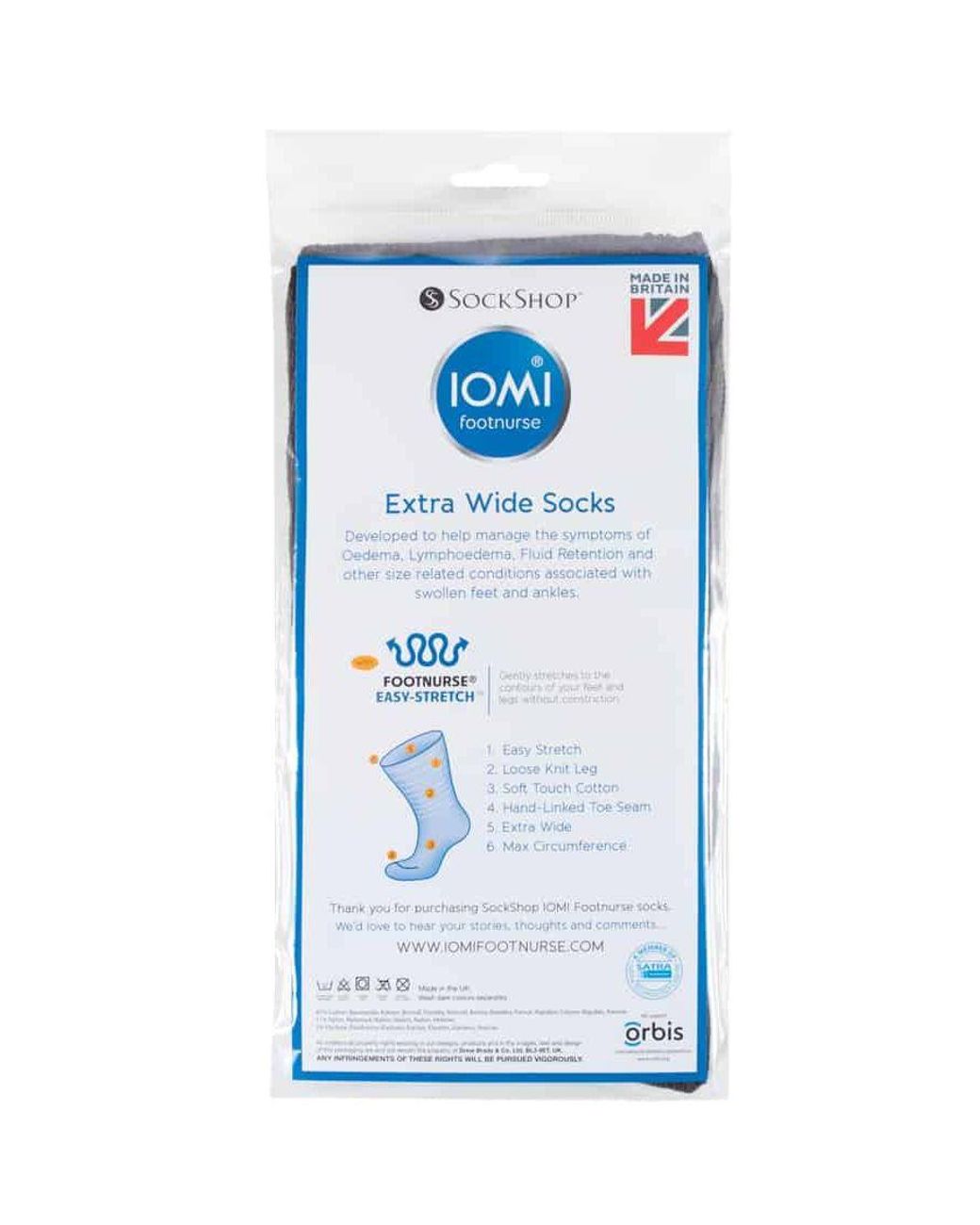 IOMI Blue Extra Wide Soft Cotton Oedema Socks For Swollen Feet