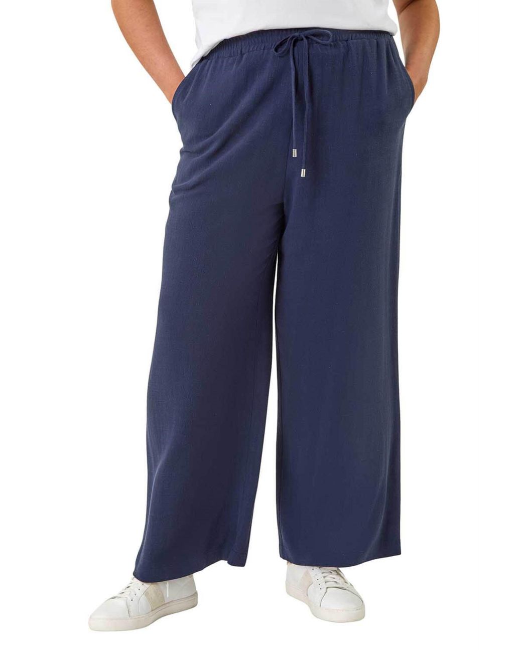 Roman Blue Curve Linen Mix Trousers