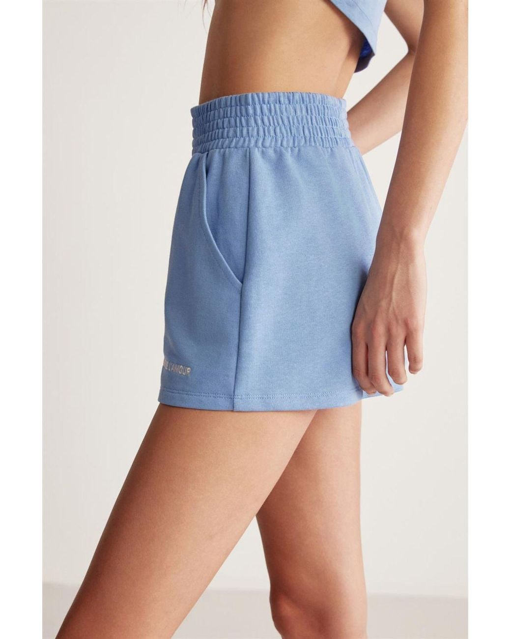 Grimelange Blue Relaxed Mid Waist Sweat Shorts