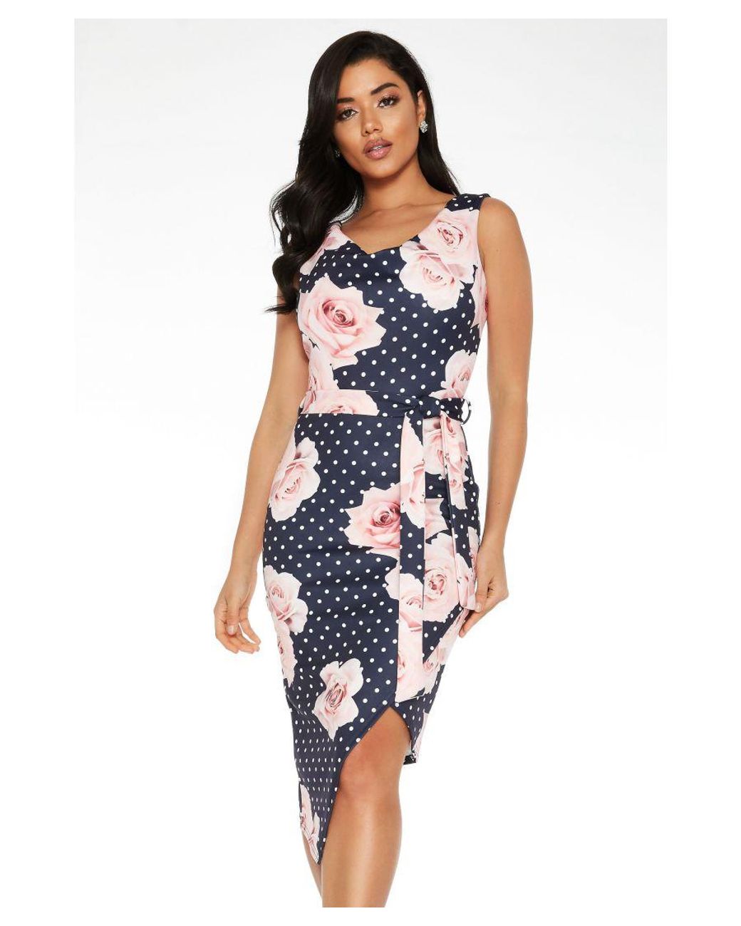 Quiz navy polka dot dress hotsell