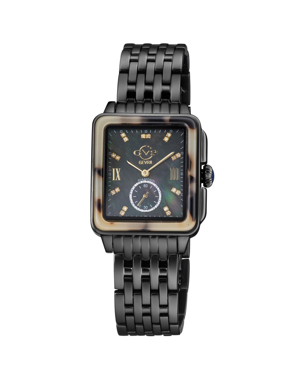 Gv2 Gray Bari Diamond-Set Luxury Watch With Swiss Quartz Movement Stainless Steel Bracelet 30 Mm Sapphire Crystal