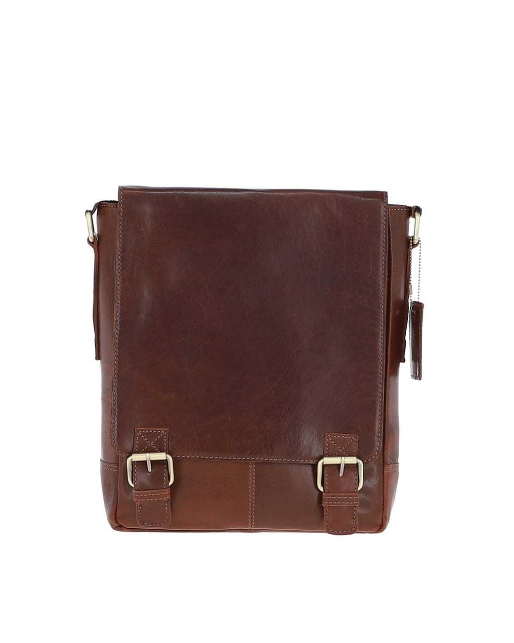 Ashwood Leather Brown Classic A4 Flap-Over Messenger Bag for men