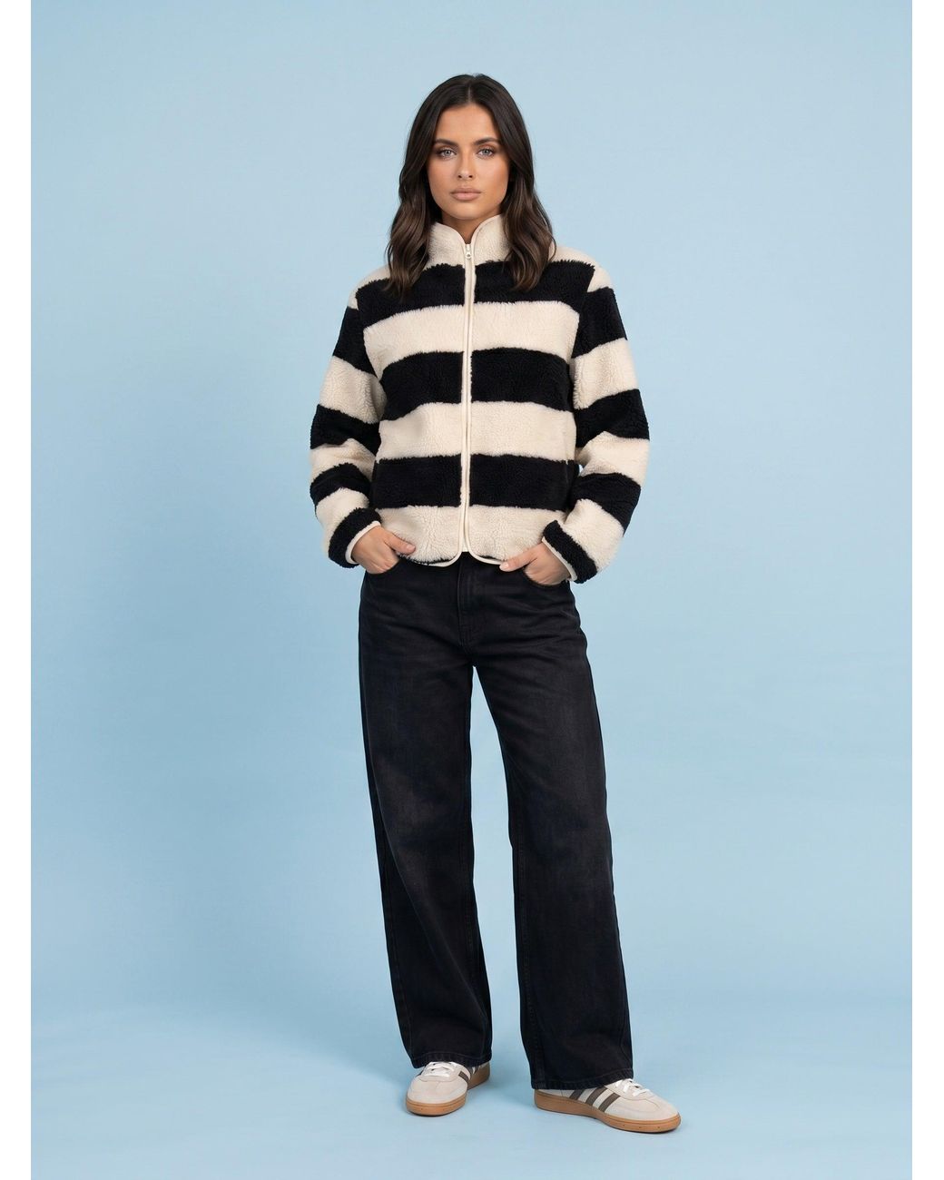 Urban Bliss Blue Stripe Fleece Jacket
