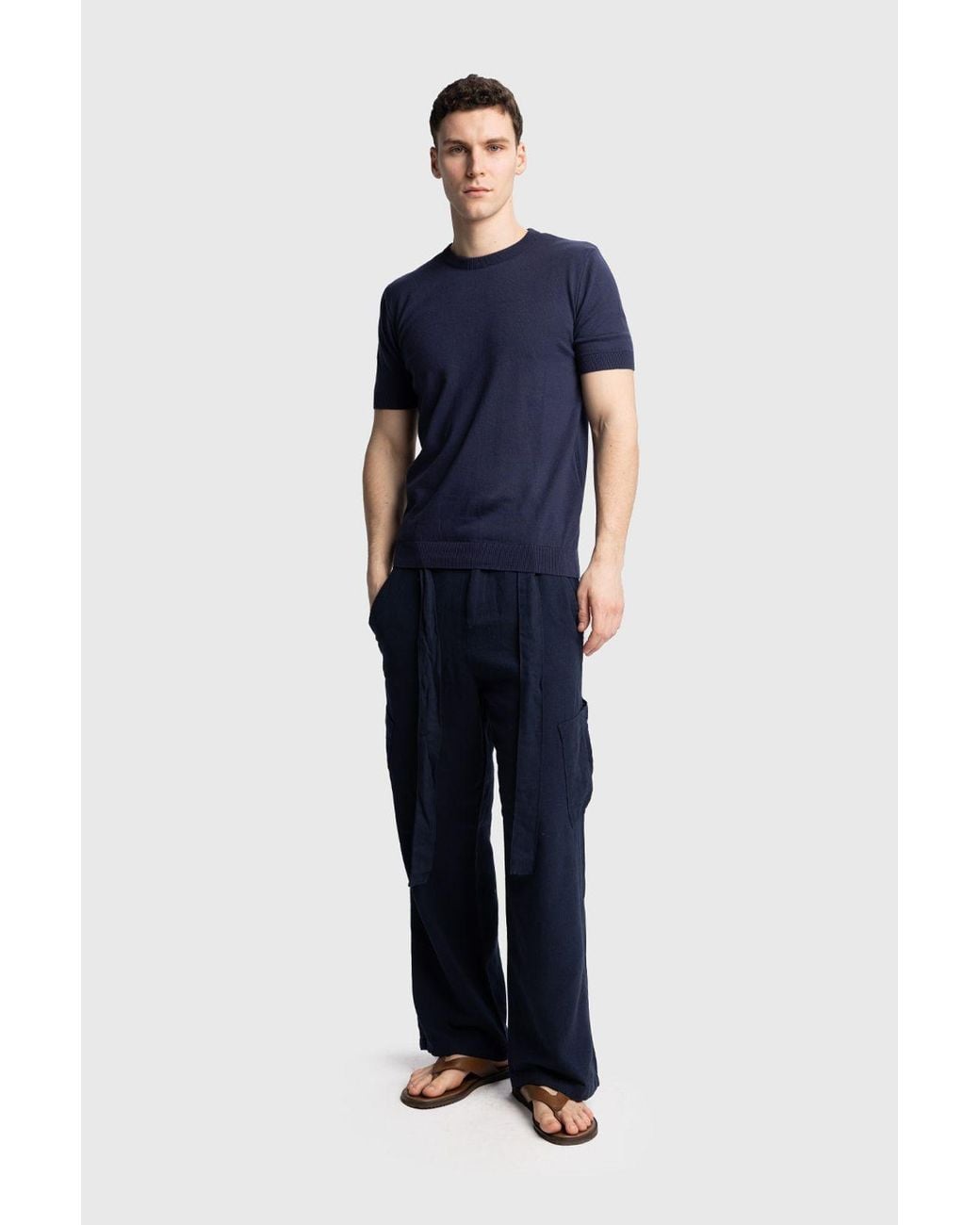 Giesto Blue Crew Neck Short Sleeve T-Shirt for men