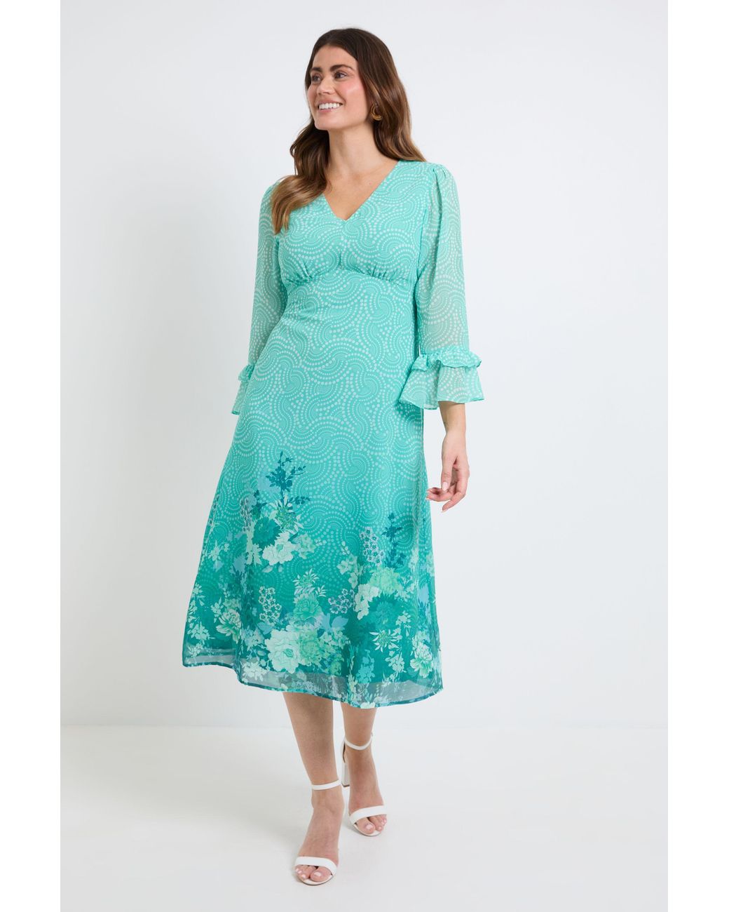 Wallis Blue Flute Sleeve Midi Dress