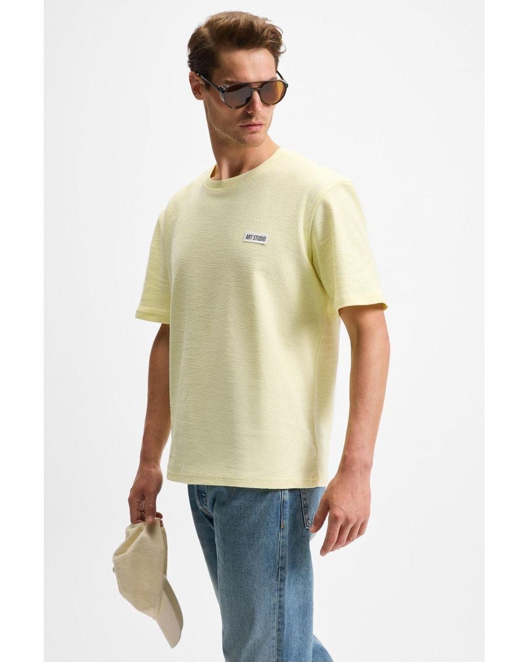 Grimelange Green Crew Neck Short Sleeve T-Shirt for men