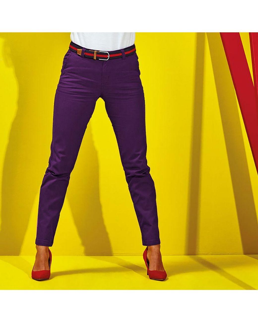 Asquith & Fox Purple Ladies Casual Chino Trousers