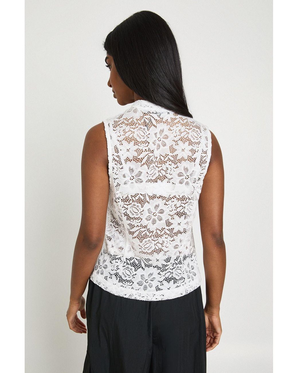 Boohoo White Lace Trim Detail Waistcoat