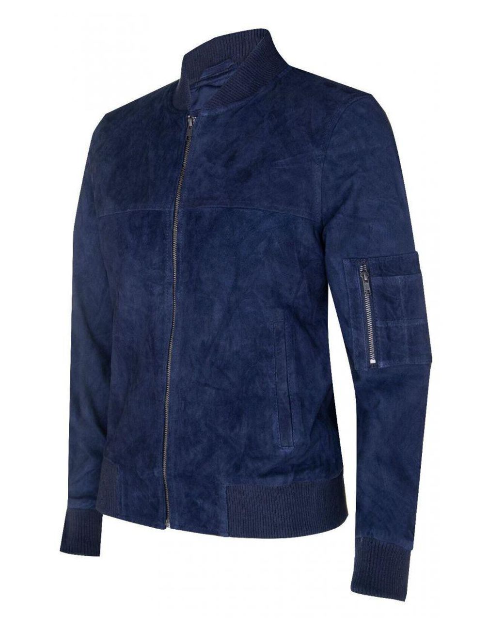 Infinity Leather Blue Suede Trucker Shirt Denim Jacket for men