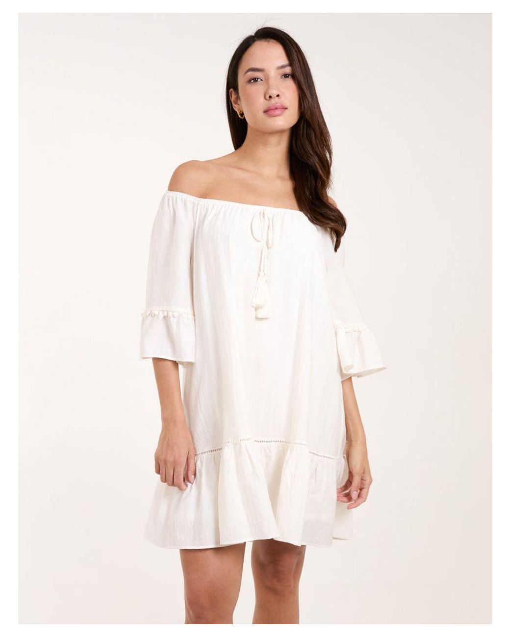 Blue Vanilla Natural On Off Shoulder Tunic Dress