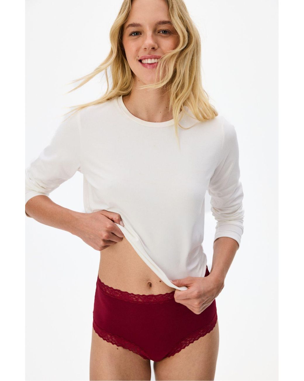 Penti White Comfortable Cotton High-Waist Briefs