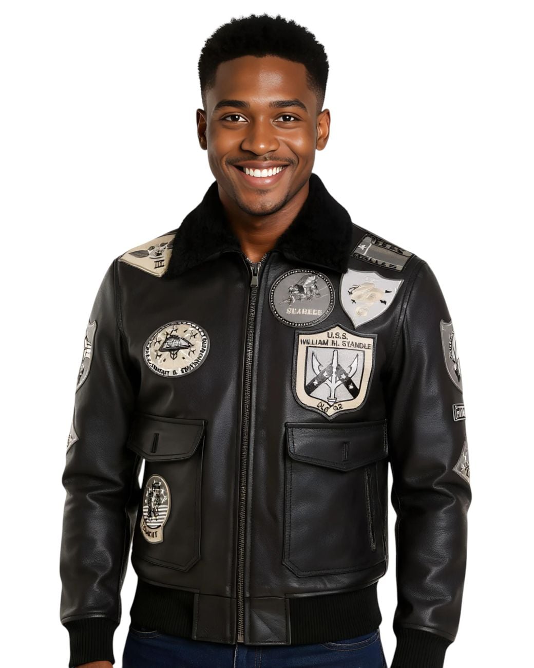 Infinity Leather Black True Top Gun A2 Bomber Jacket-Perth for men