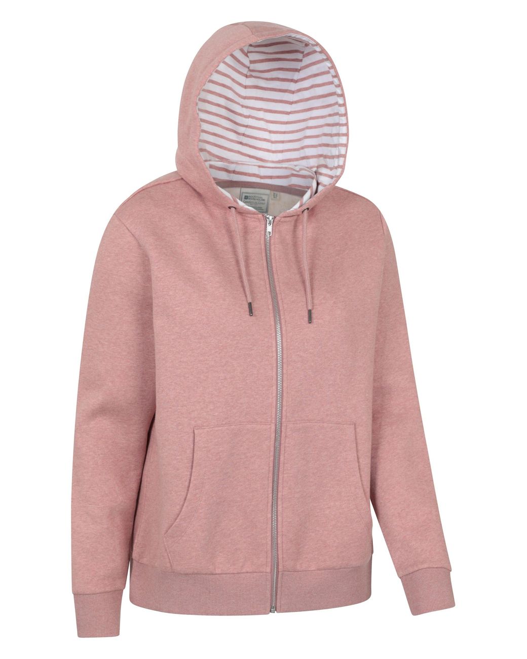 Mountain Warehouse Pink 'Penzance' Zip Through Hoodie With Side Pockets Drawcord Jumper Cotton