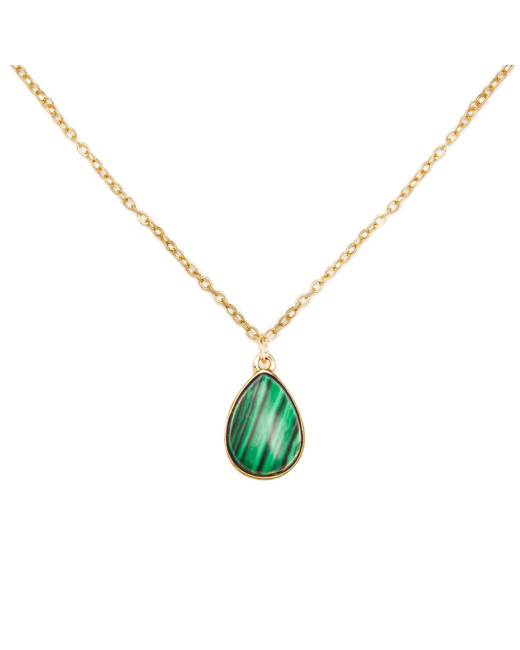 The Jewellery Stockroom Metallic Plated Malachite Charm Necklace