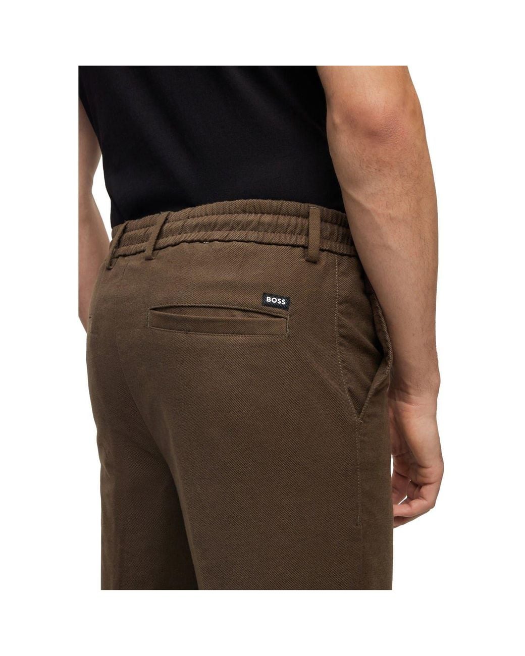 Boss Brown Kane Solid Patterned Straight Trousers for men
