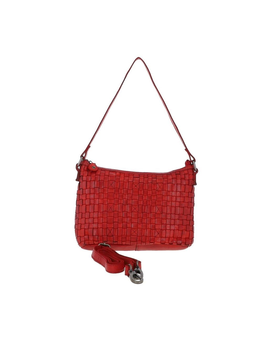 Ashwood Leather Red 'Incanto Infinito' Vintage Woven Shoulder Bag