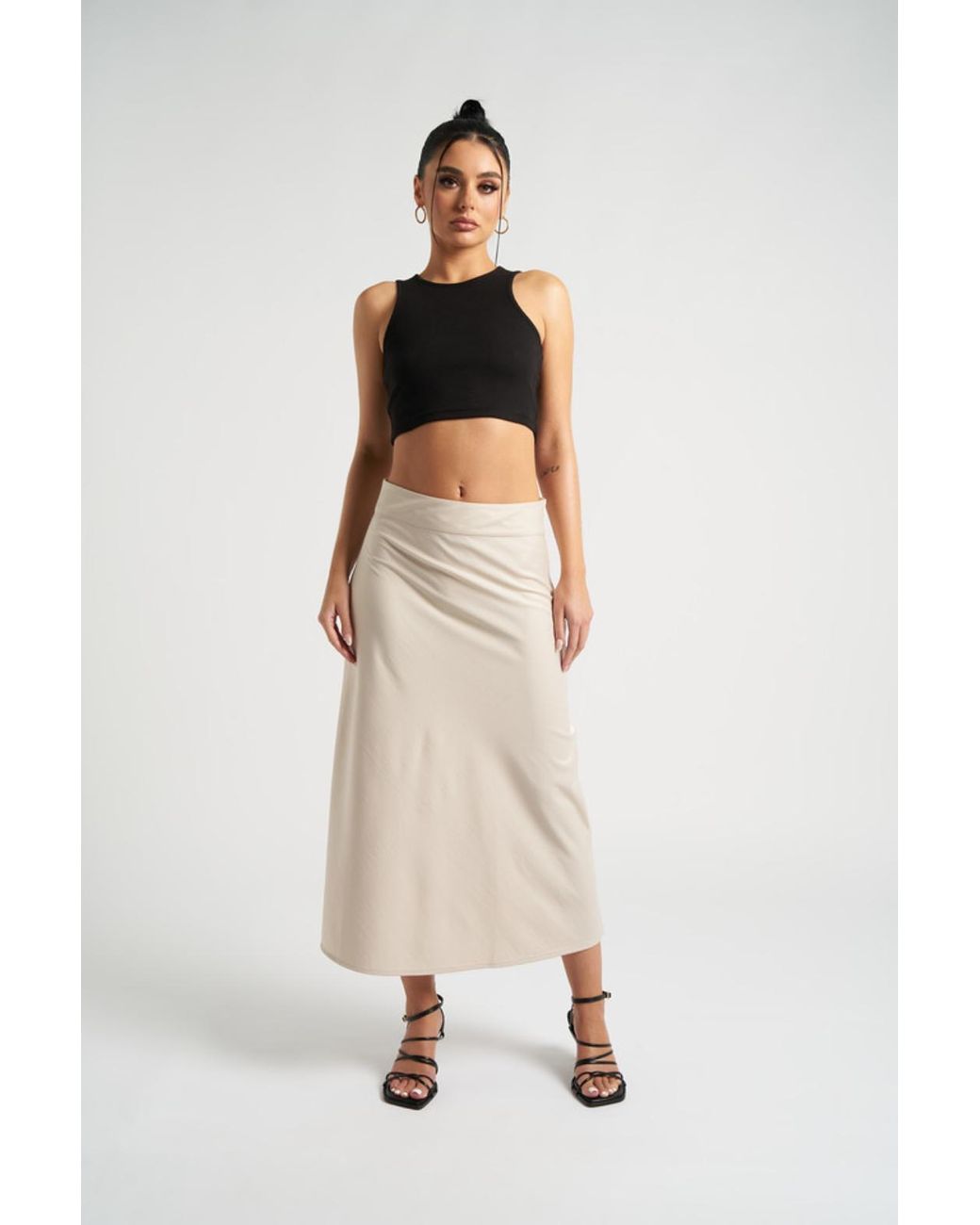 Urban Bliss Natural Satin Bias Cut Midi Skirt