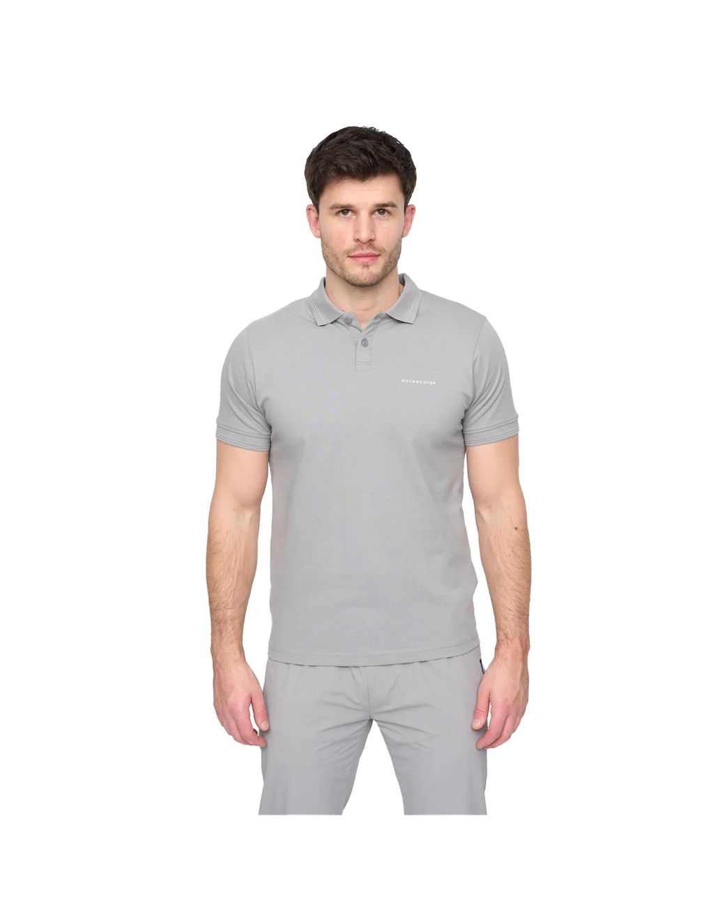 Duck and Cover Gray Limatar Short-Sleeved Polo Shirt Cotton for men