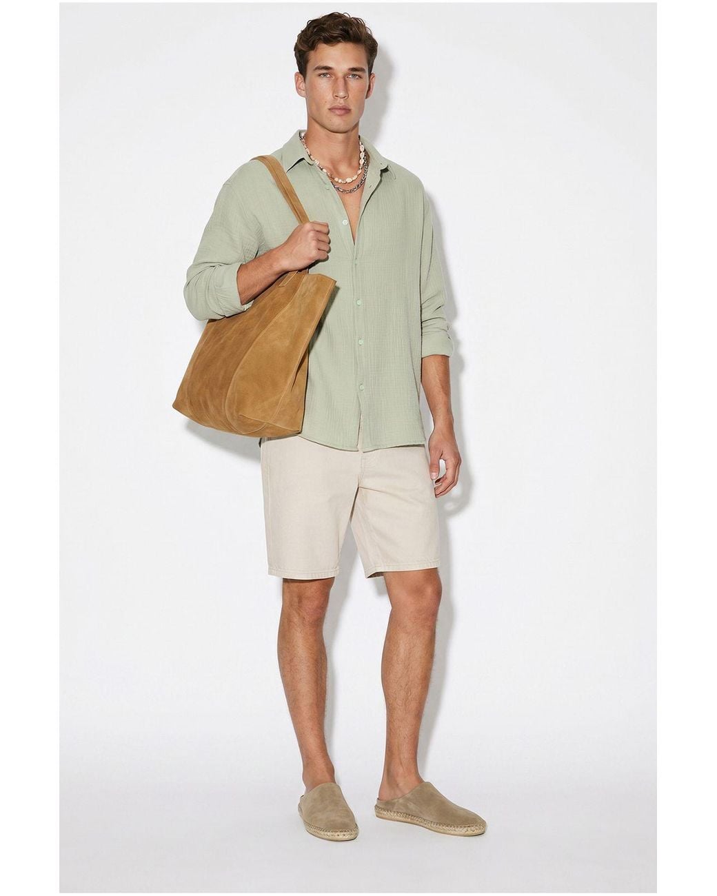 Bianco Lucci Green Oversized Textured Button-Front Shirt